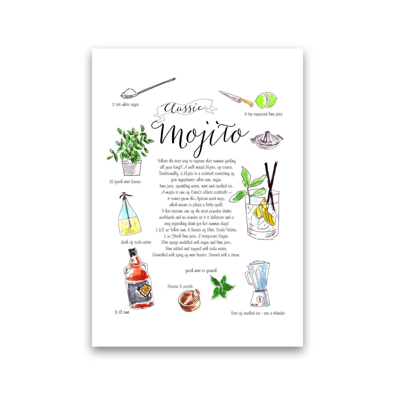 Mojito Cocktail Recipe, Kitchen Food & Drink Art Prints Print Only