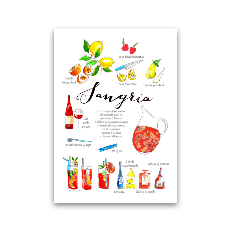 Sangria Ingredients Recipe, Kitchen Food & Drink Art Prints Print Only