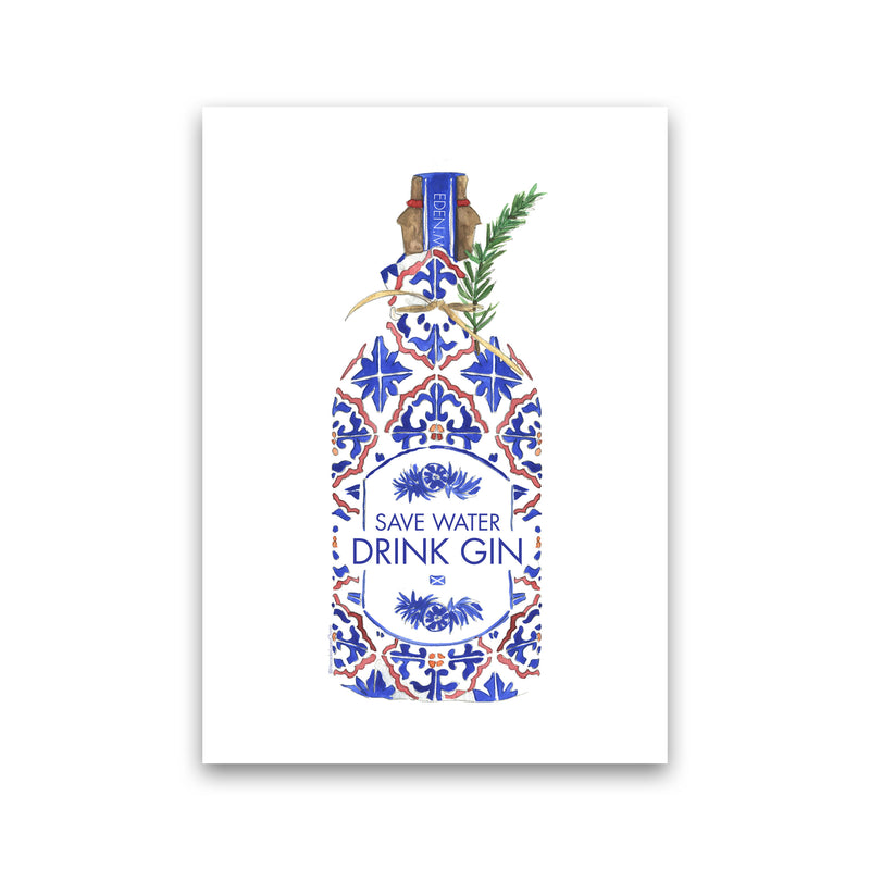 Save Water Drink Gin, Kitchen Food & Drink Print Only