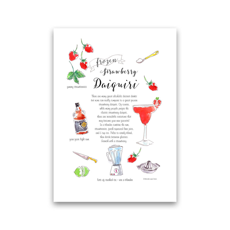 Strawberry Daiquiri Cocktail Recipe, Kitchen Food & Drink Art Prints Print Only