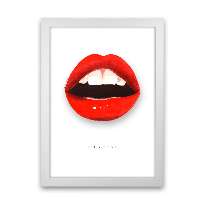 Just Kiss Me Lips Modern Fashion Print White Grain