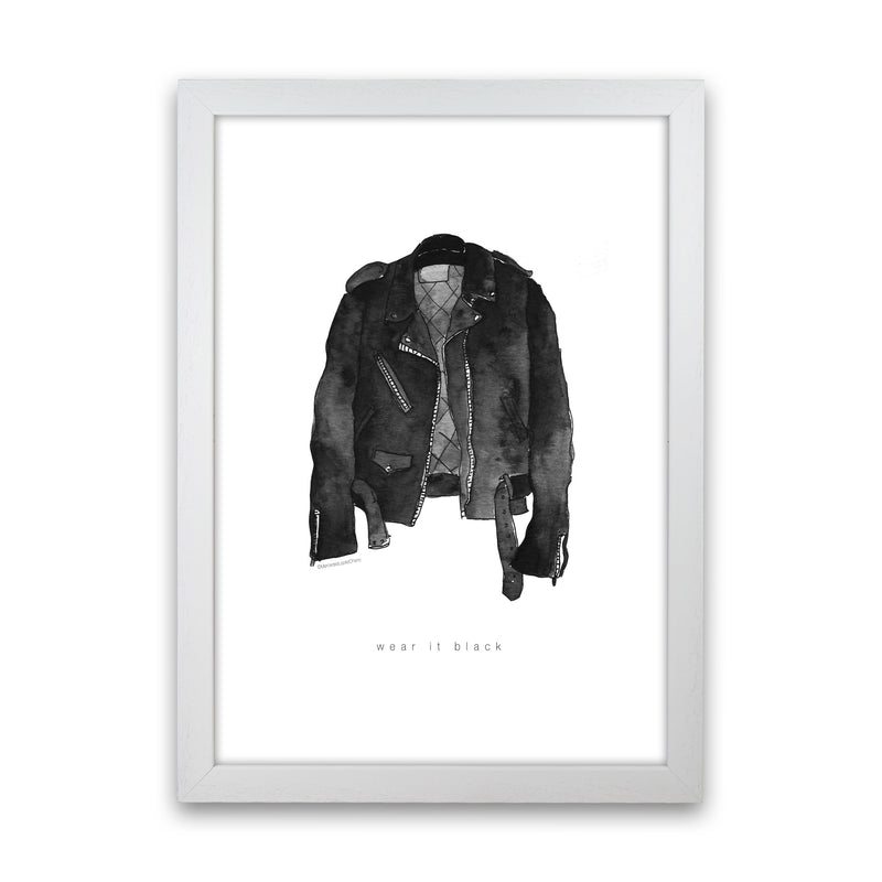 Wear It Black Leather Jacket Modern Fashion Print White Grain
