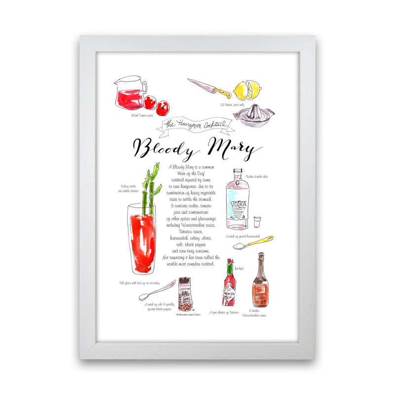 Bloody Mary Recipe, Kitchen Food & Drink Art Prints White Grain