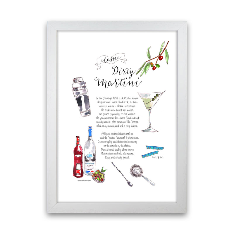 Dirty Martini Cocktail Recipe, Kitchen Food & Drink Art Prints White Grain