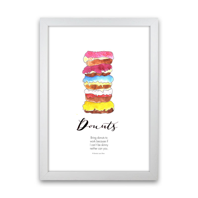 Donuts to Work, Kitchen Food & Drink Art Prints White Grain