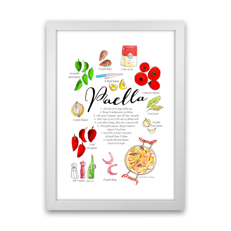 Paella Ingredients Recipe, Kitchen Food & Drink Art Prints White Grain
