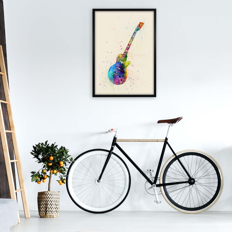 Electric Guitar Watercolour Ii Multi-Colour Print by Michael Tompsett A1 White Frame