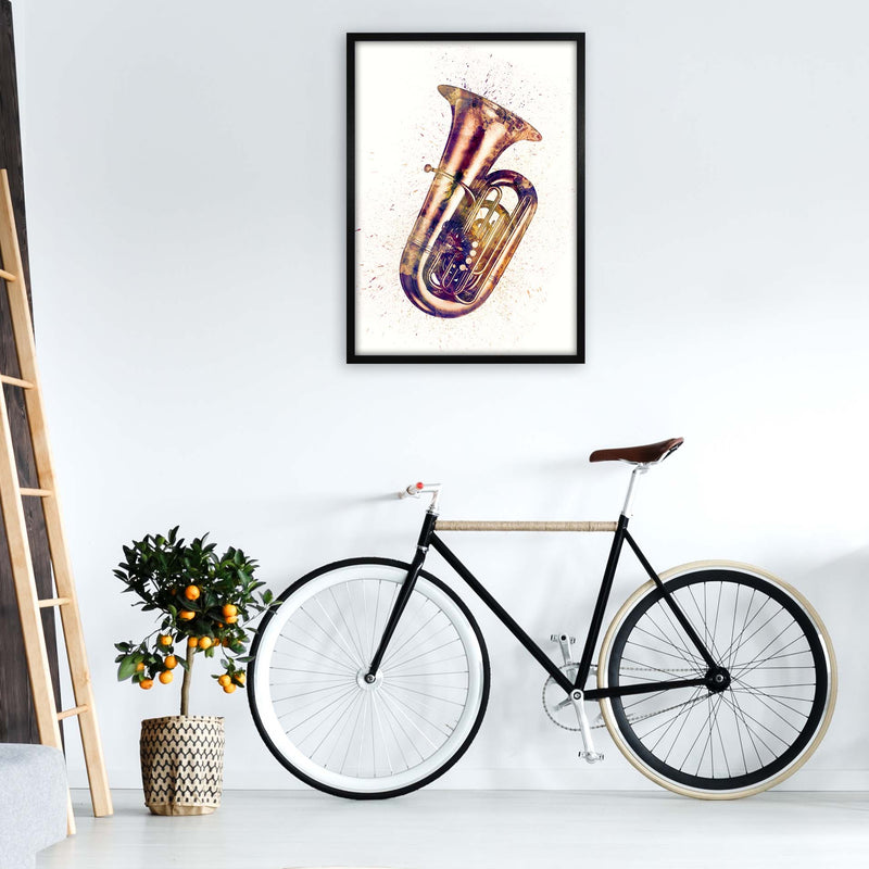 Tuba Watercolour Music Art Print by Michael Tompsett A1 White Frame