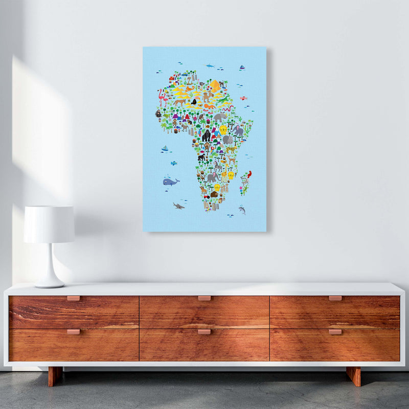 Animal Map of Africa Blue Nursery Print by Michael Tompsett A1 Canvas