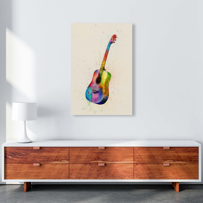 Acoustic Guitar Watercolour Multi-Colour  by Michael Tompsett A1 Canvas