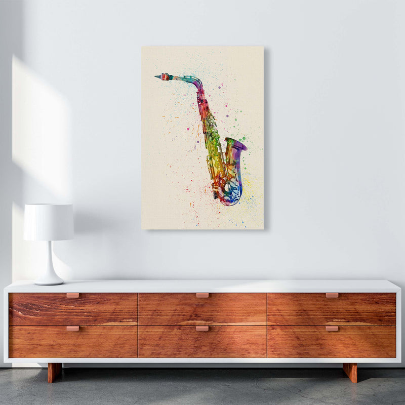 Saxophone Watercolour Multi-Colour Print by Michael Tompsett A1 Canvas