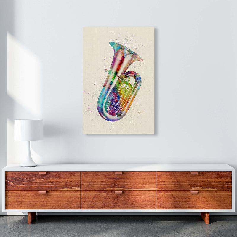 Tuba Watercolour Multi-Colour Art Print by Michael Tompsett A1 Canvas
