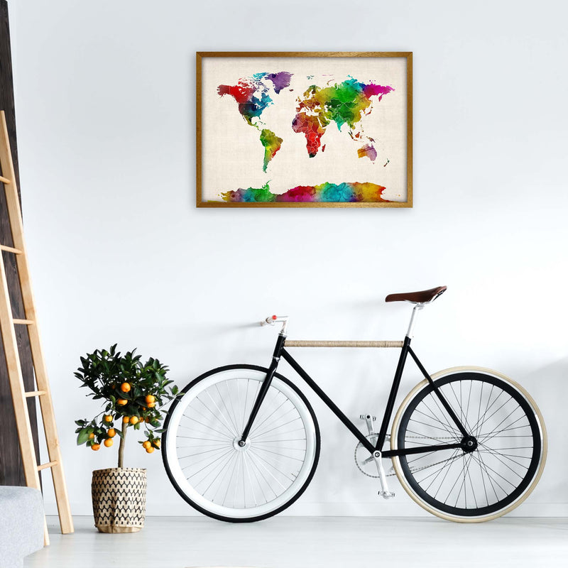 World Map Watercolour with Borders Print by Michael Tompsett A1 Print Only