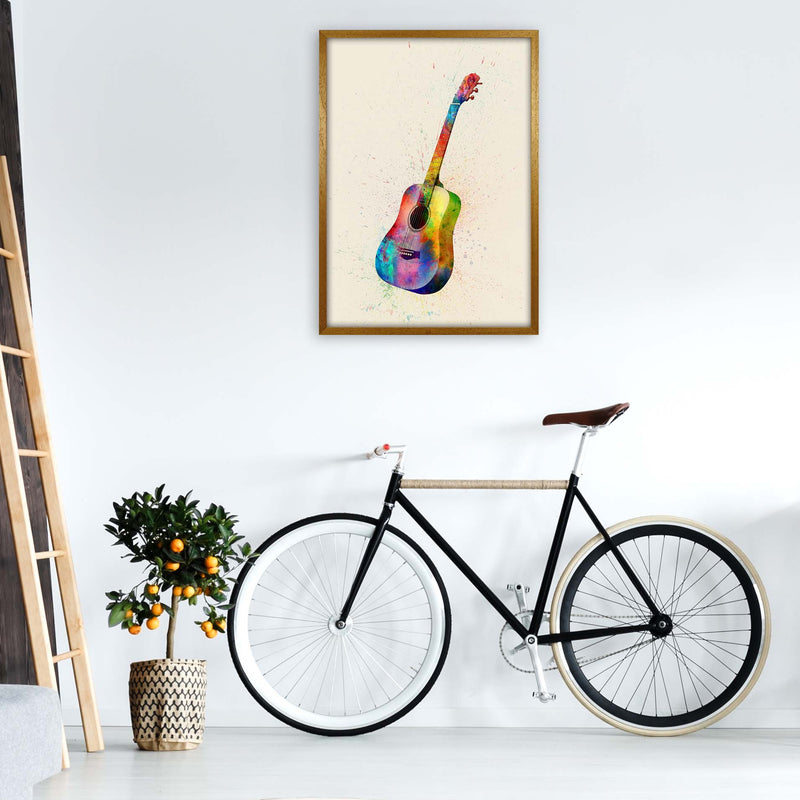 Acoustic Guitar Watercolour Multi-Colour  by Michael Tompsett A1 Print Only