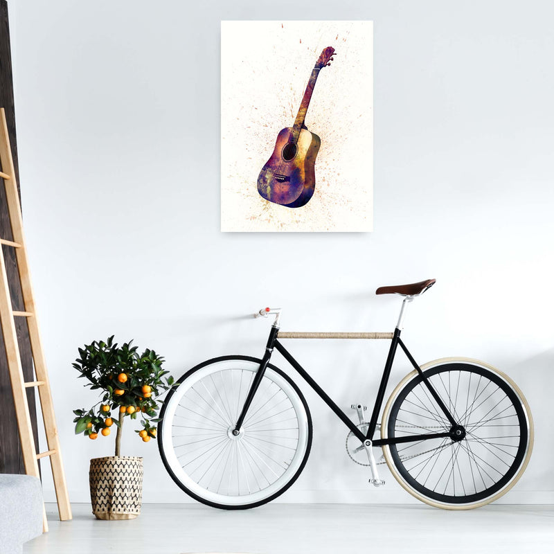 Acoustic Guitar Watercolour  by Michael Tompsett A1 Black Frame