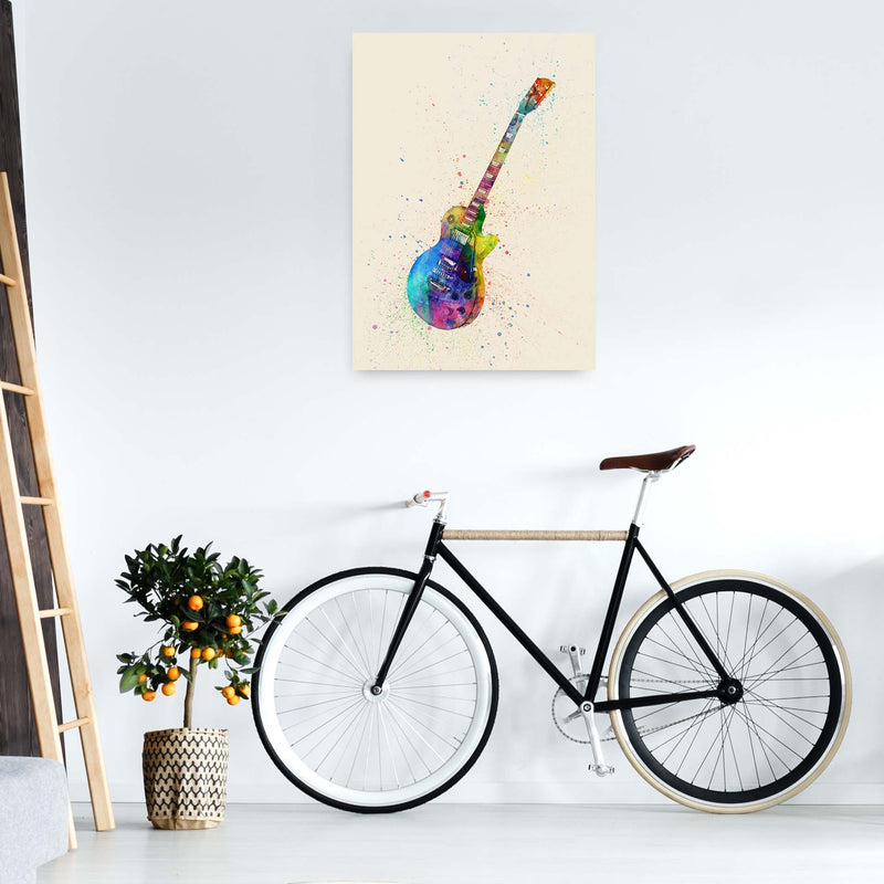 Electric Guitar Watercolour Ii Multi-Colour Print by Michael Tompsett A1 Black Frame