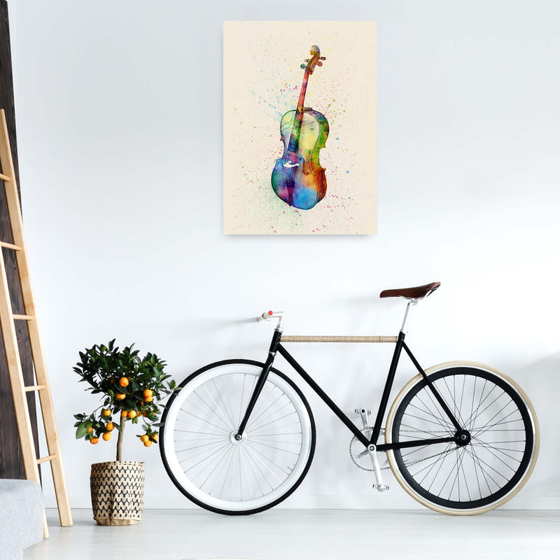 Cello Watercolour Multi-Colour Art Print by Michael Tompsett A1 Black Frame