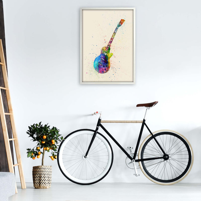 Electric Guitar Watercolour Ii Multi-Colour Print by Michael Tompsett A1 Oak Frame