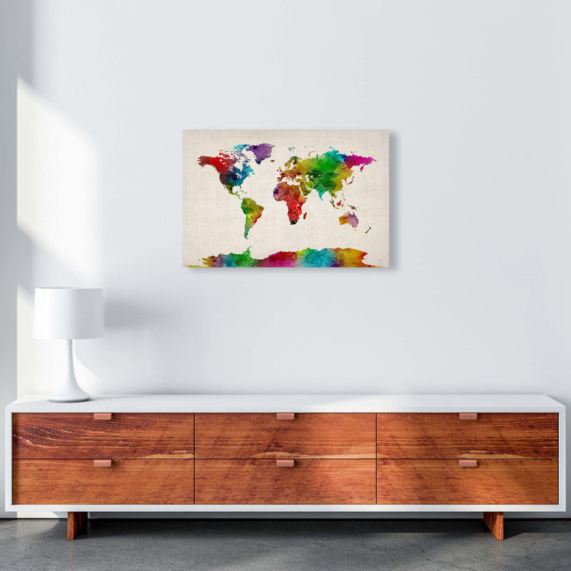 World Map Watercolour with Borders Print by Michael Tompsett A2 Canvas