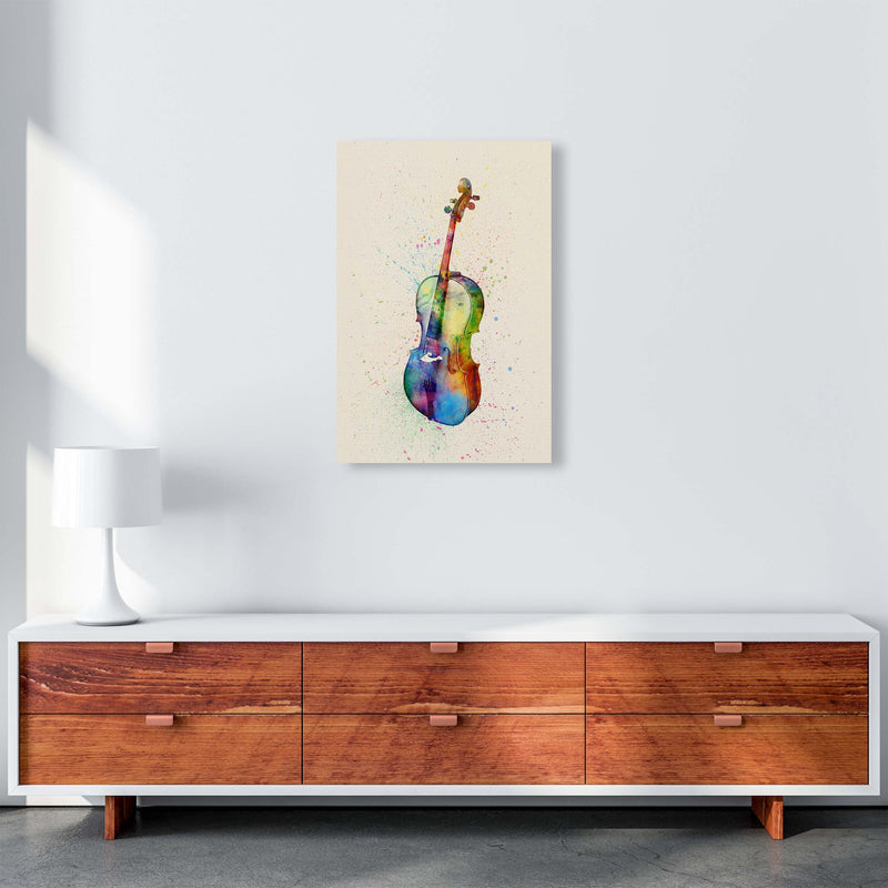 Cello Watercolour Multi-Colour Art Print by Michael Tompsett A2 Canvas
