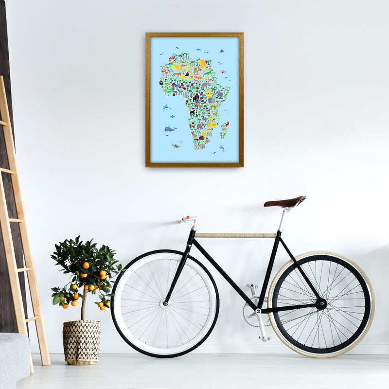 Animal Map of Africa Blue Nursery Print by Michael Tompsett A2 Print Only