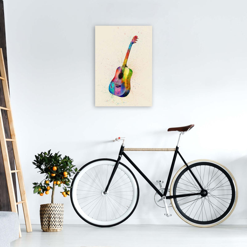 Acoustic Guitar Watercolour Multi-Colour  by Michael Tompsett A2 Black Frame