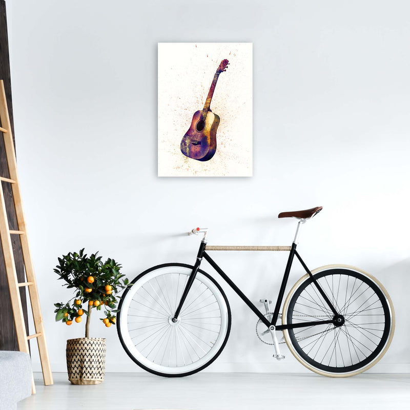 Acoustic Guitar Watercolour  by Michael Tompsett A2 Black Frame