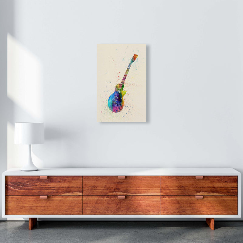 Electric Guitar Watercolour Ii Multi-Colour Print by Michael Tompsett A3 Canvas