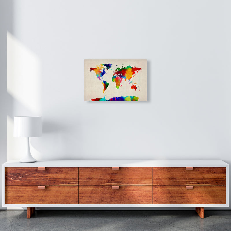 World Map Rolled Paint Art Print by Michael Tompsett A3 Canvas