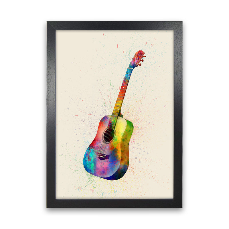 Acoustic Guitar Watercolour Multi-Colour  by Michael Tompsett Black Grain