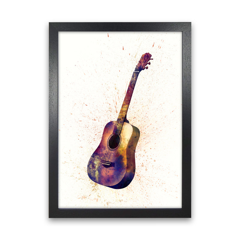 Acoustic Guitar Watercolour  by Michael Tompsett Black Grain