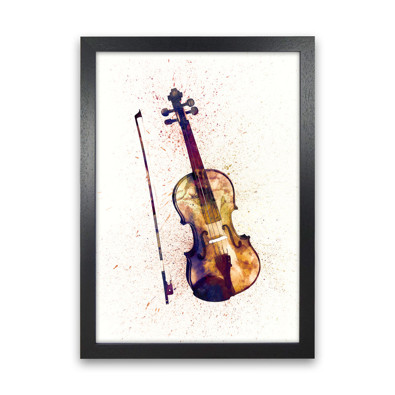 Violin Watercolour Print by Michael Tompsett Black Grain