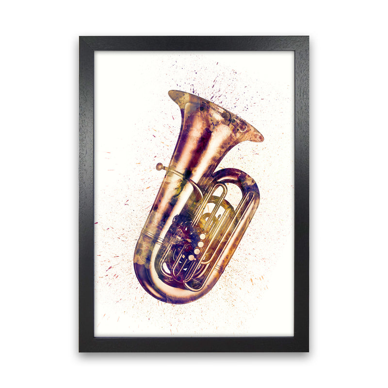 Tuba Watercolour Music Art Print by Michael Tompsett Black Grain