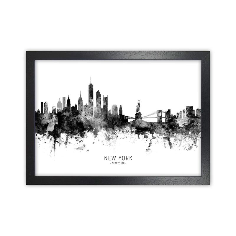 New York New York Skyline Black White City Name  by Michael Tompsett Black Grain