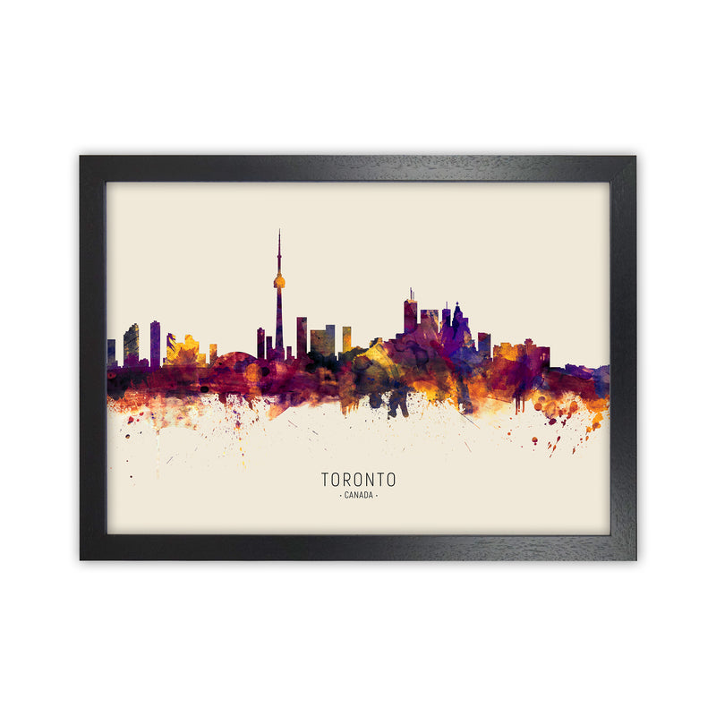 Toronto Canada Skyline Autumn City Name Art Print by Michael Tompsett Black Grain