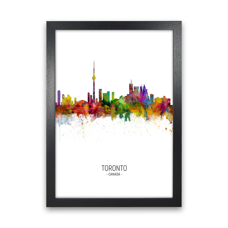 Toronto Canada Skyline Portrait Art Print by Michael Tompsett Black Grain