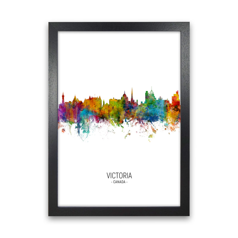 Victoria Canada Skyline Portrait Art Print by Michael Tompsett Black Grain