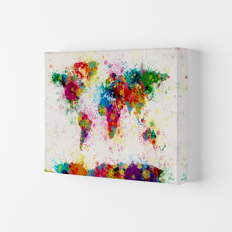 World Map Paint Splashes Art Print by Michael Tompsett Canvas