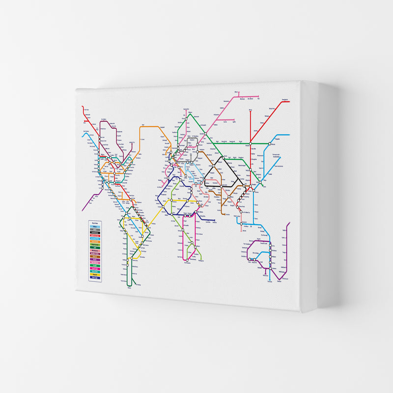 World Metro Map Underground Art Print by Michael Tompsett Canvas
