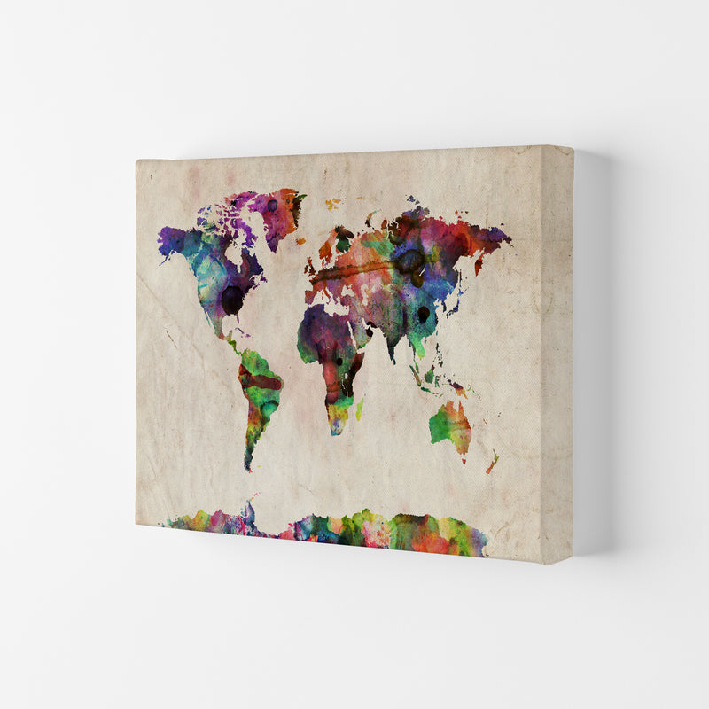 World Map Abstract Watercolour Art Print by Michael Tompsett Canvas