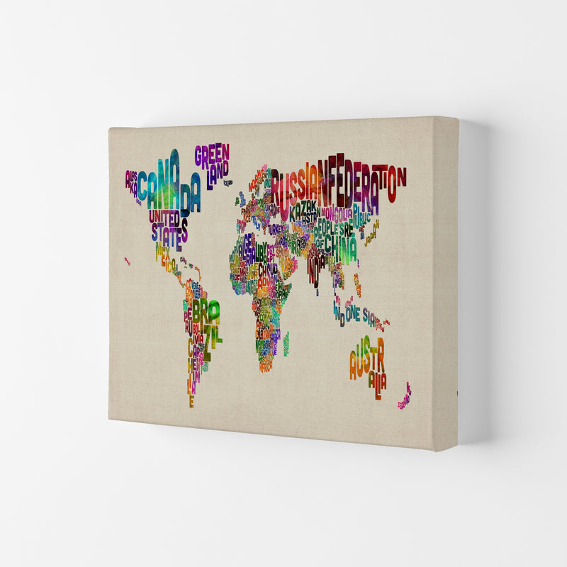 Text Map of the World Art Print by Michael Tompsett Canvas