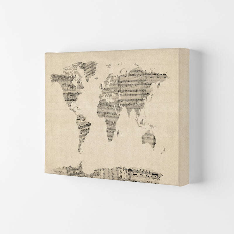 Sheet Music Map of the World Art Print by Michael Tompsett Canvas