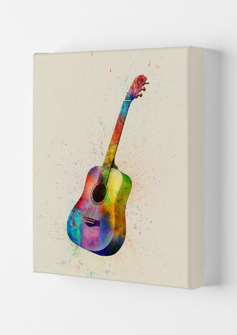 Acoustic Guitar Watercolour Multi-Colour  by Michael Tompsett Canvas