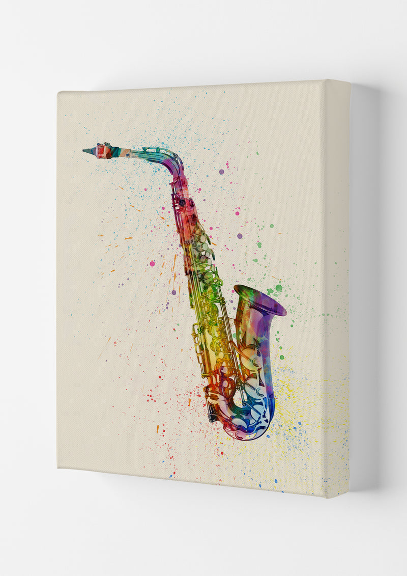 Saxophone Watercolour Multi-Colour Print by Michael Tompsett Canvas
