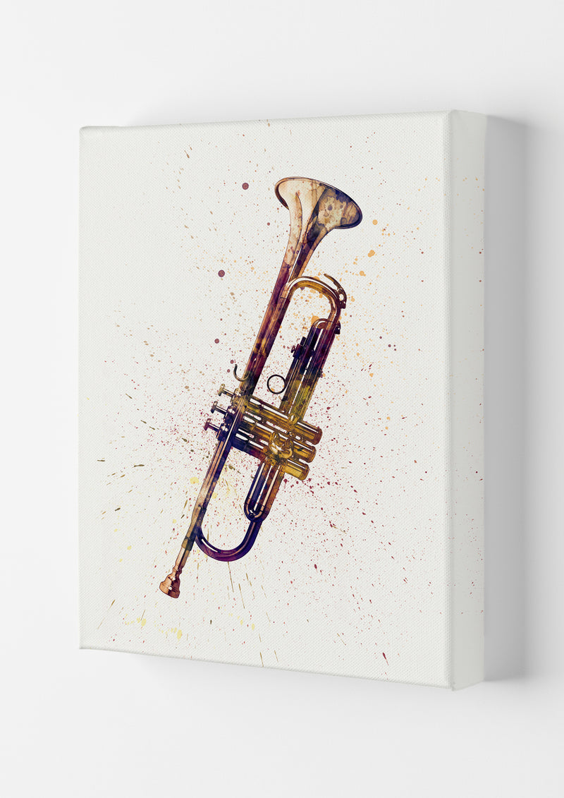 Trumpet Watercolour Music Art Print by Michael Tompsett Canvas