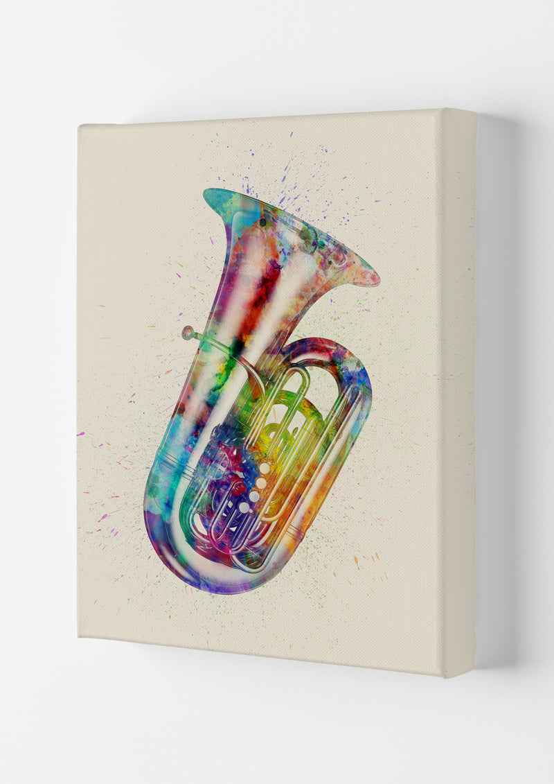 Tuba Watercolour Multi-Colour Art Print by Michael Tompsett Canvas