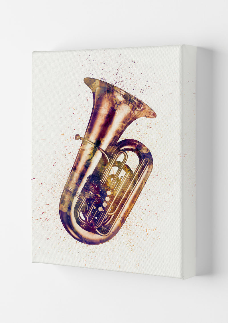 Tuba Watercolour Music Art Print by Michael Tompsett Canvas