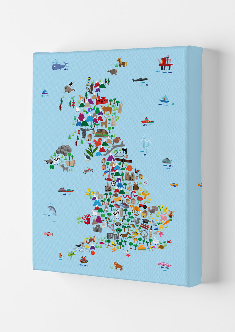 Animal Map of Great Britain Blue Print by Michael Tompsett Canvas