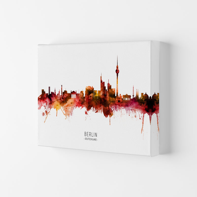 Berlin Deutschland Skyline Red City Name  by Michael Tompsett Canvas