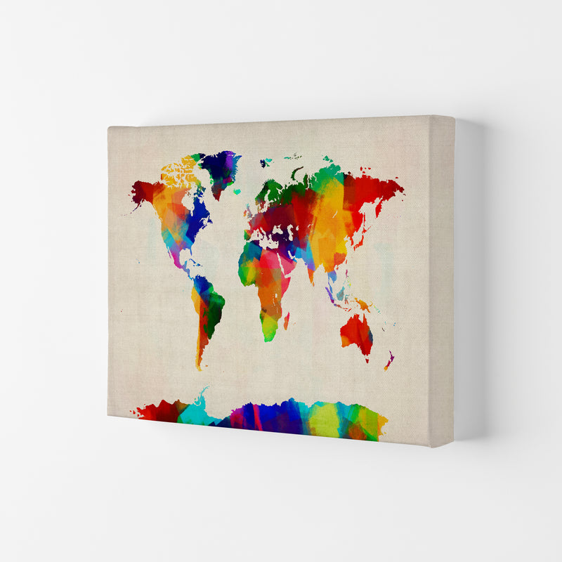 World Map Rolled Paint Art Print by Michael Tompsett Canvas